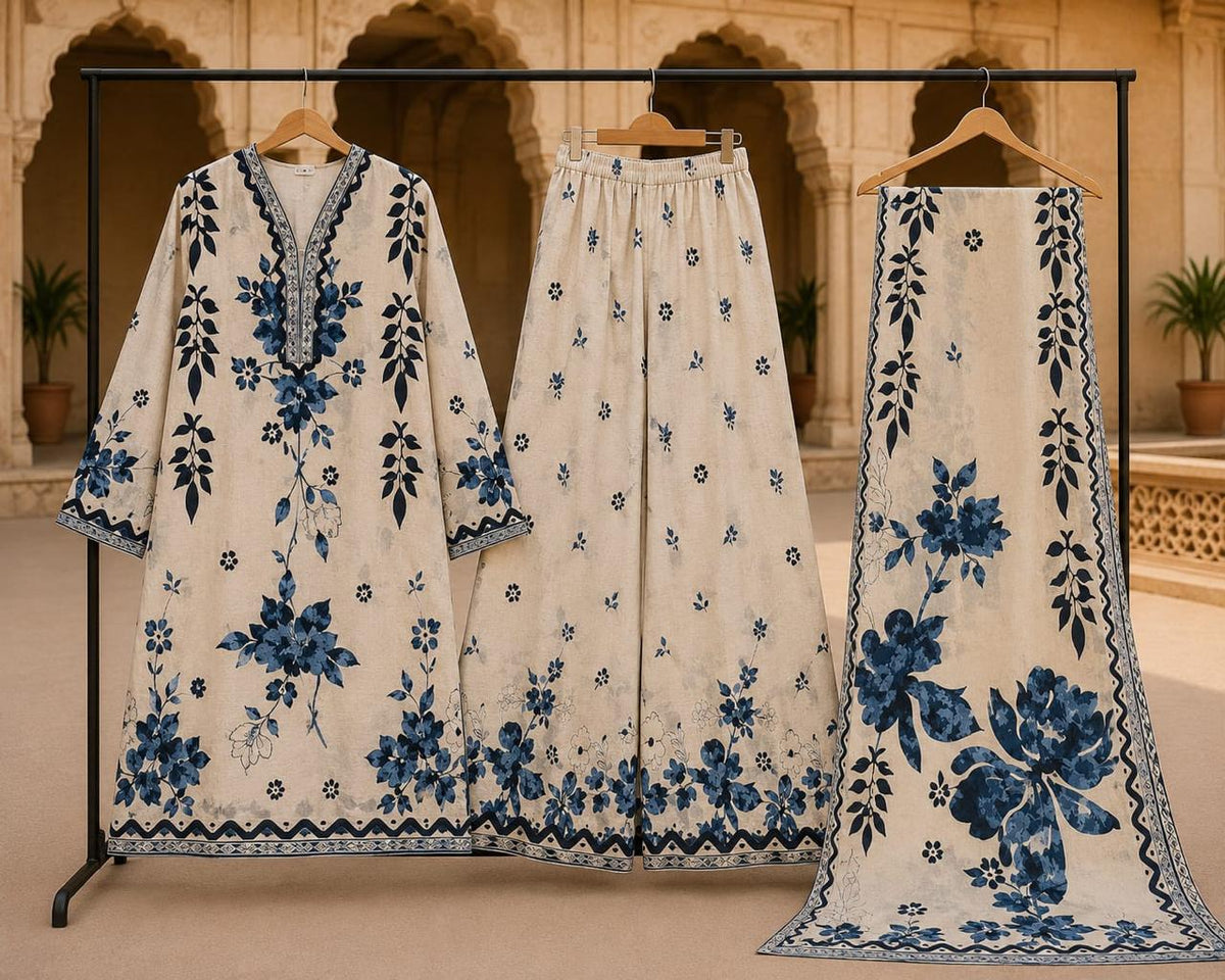 Ivory Bloom Printed Lawn 3-Piece Suit