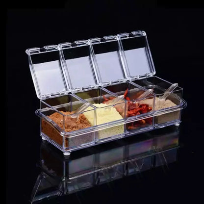Clear 4-Compartment Kitchen Spice Container
