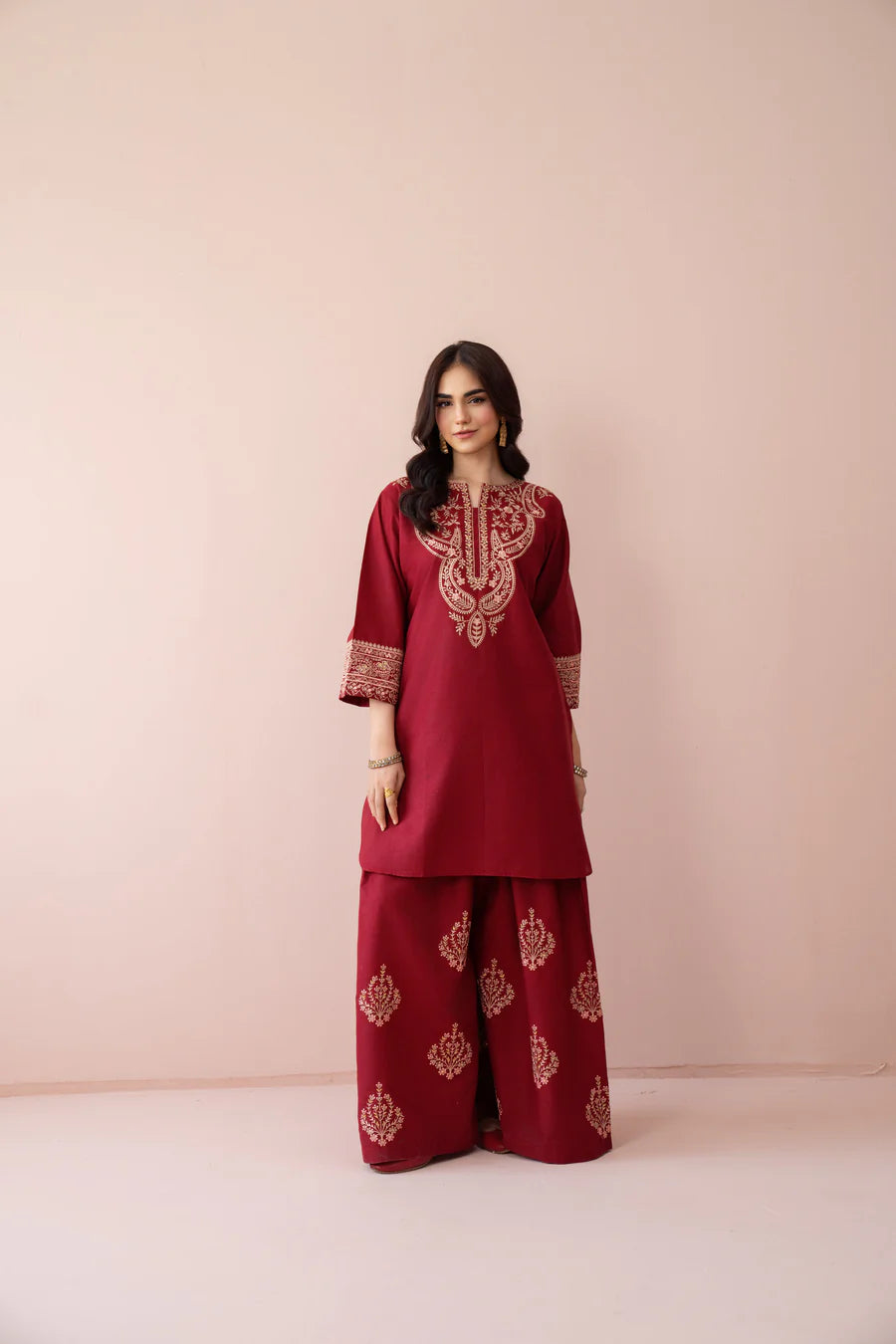 Luxury Red Embroidered 2 Piece Lawn Suit