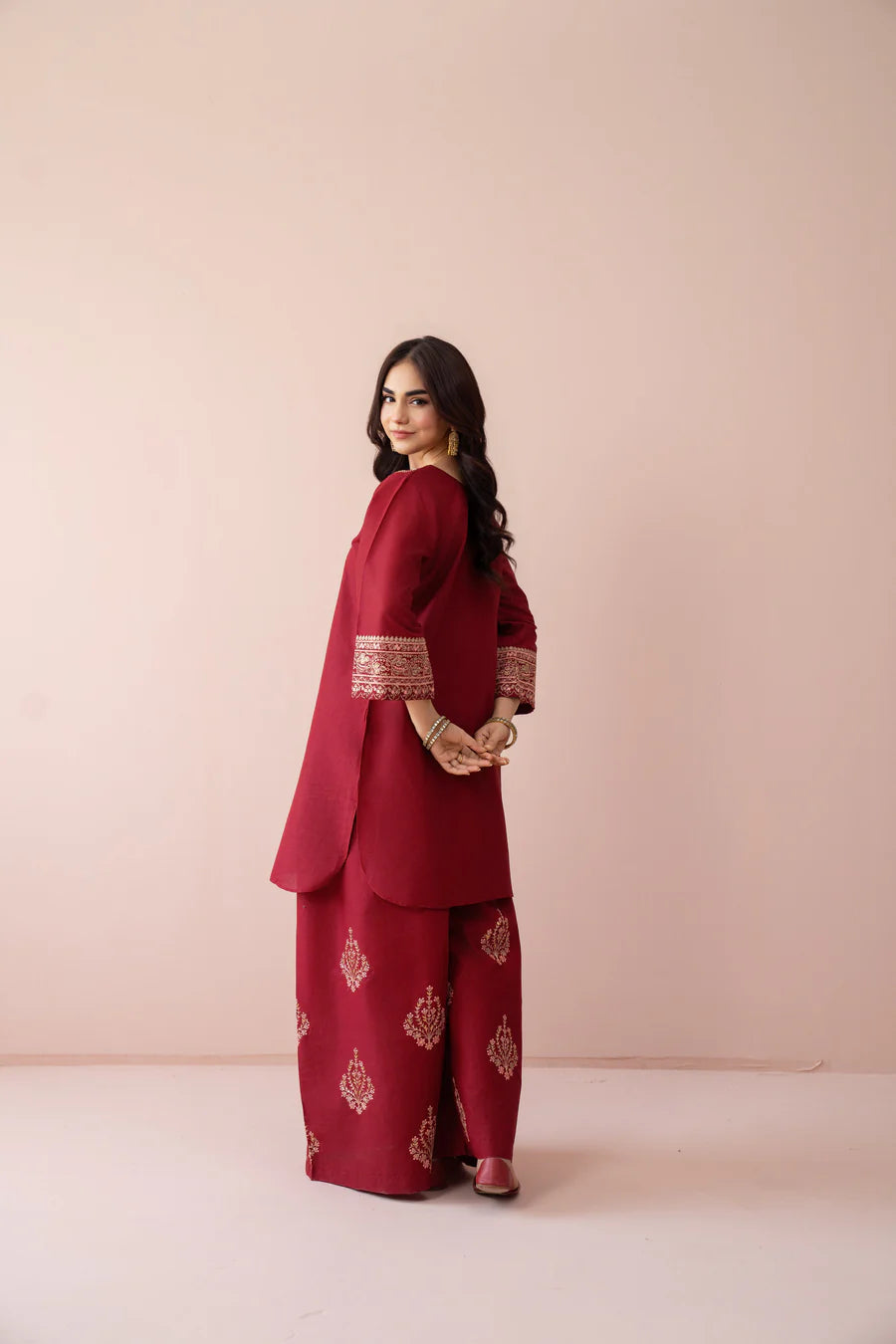 Luxury Red Embroidered 2 Piece Lawn Suit