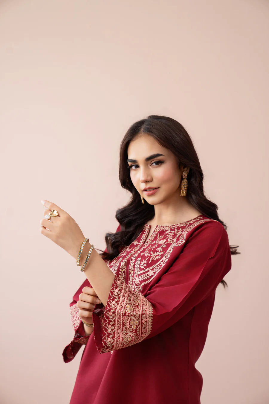 Luxury Red Embroidered 2 Piece Lawn Suit