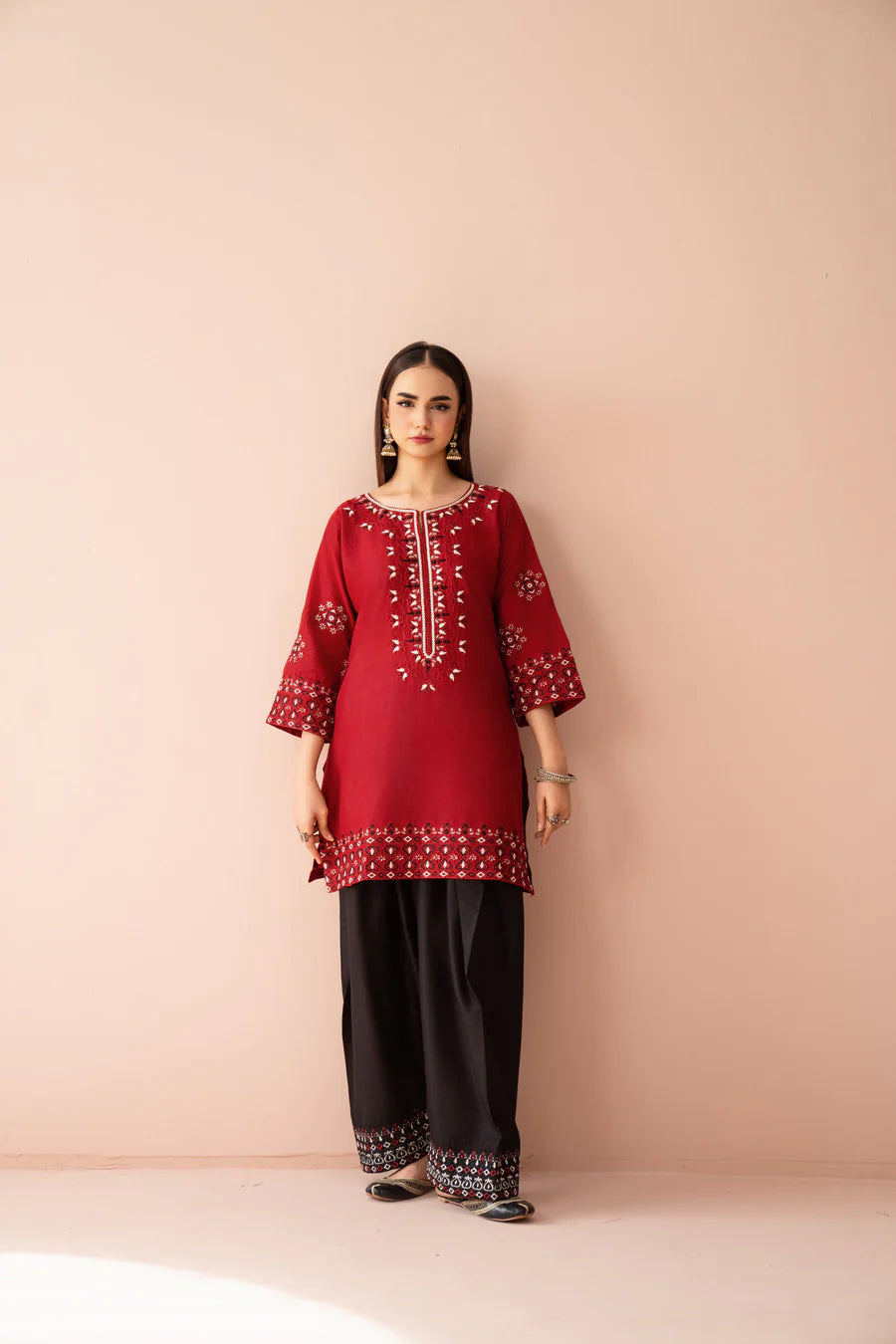 Ruby Red Embroidered 2 Piece Lawn Suit