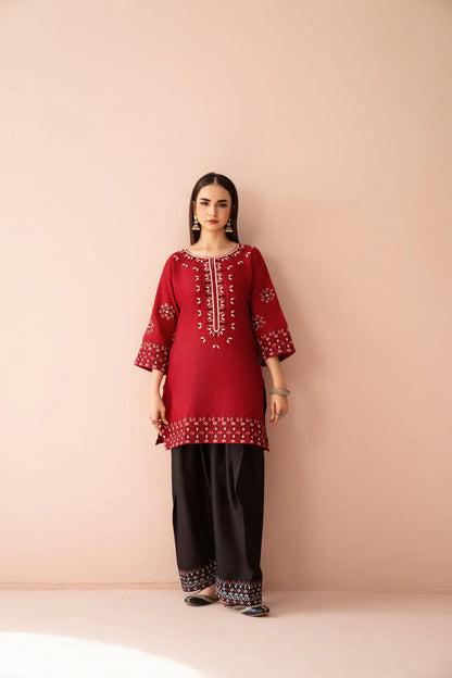 Ruby Red Embroidered 2 Piece Lawn Suit