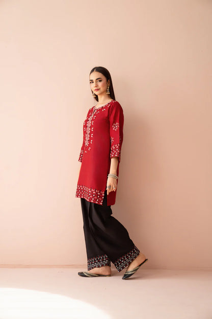 Ruby Red Embroidered 2 Piece Lawn Suit