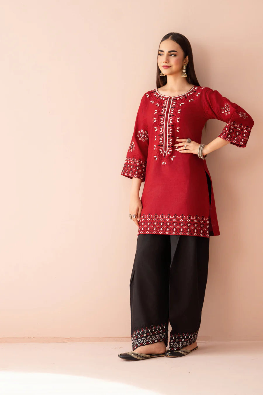Ruby Red Embroidered 2 Piece Lawn Suit