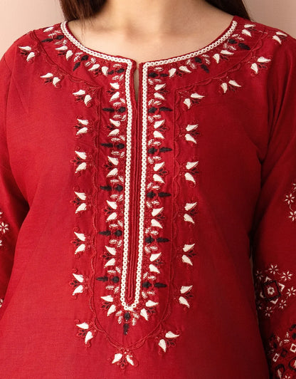 Ruby Red Embroidered 2 Piece Lawn Suit