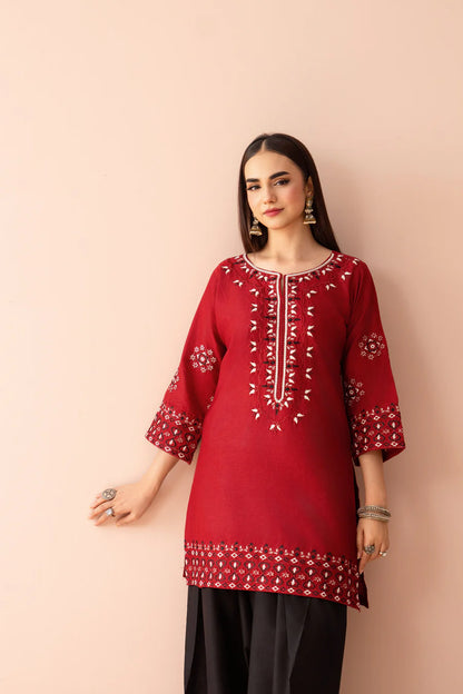 Ruby Red Embroidered 2 Piece Lawn Suit