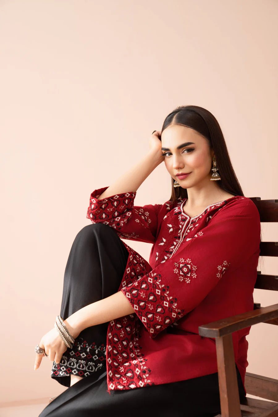 Ruby Red Embroidered 2 Piece Lawn Suit