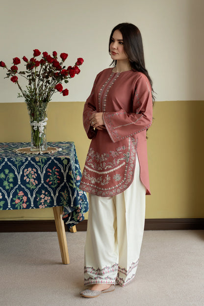 Dusty Rose Embroidered Lawn 2-Piece Suit