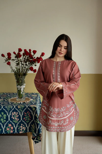Dusty Rose Embroidered Lawn 2-Piece Suit