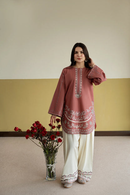Dusty Rose Embroidered Lawn 2-Piece Suit