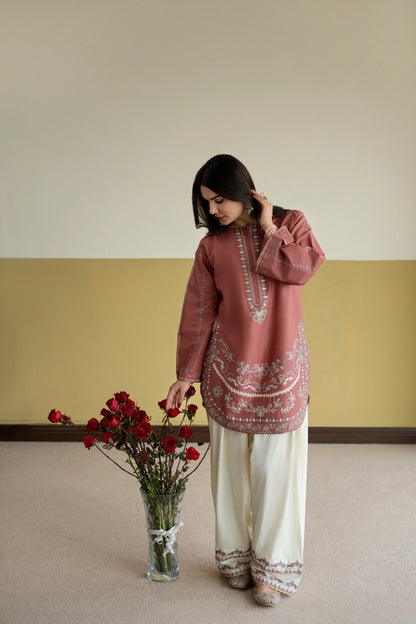 Dusty Rose Embroidered Lawn 2-Piece Suit