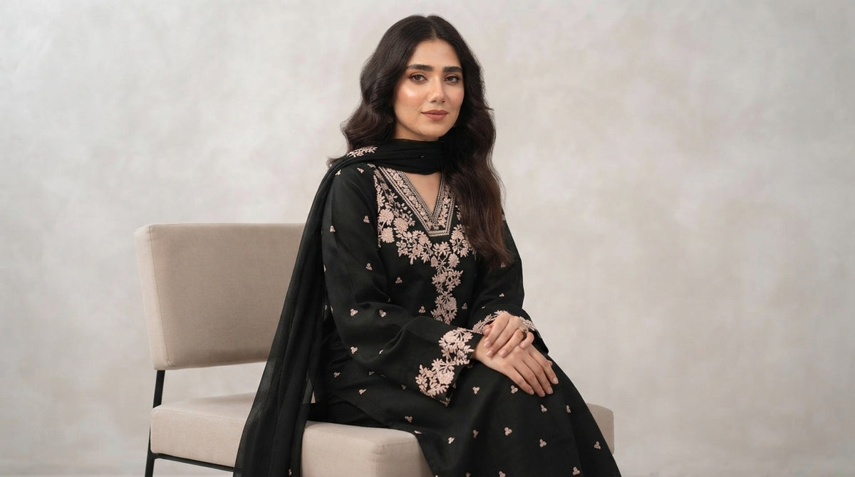 Royal Purple Embroidered Lawn 3-Piece Suit
