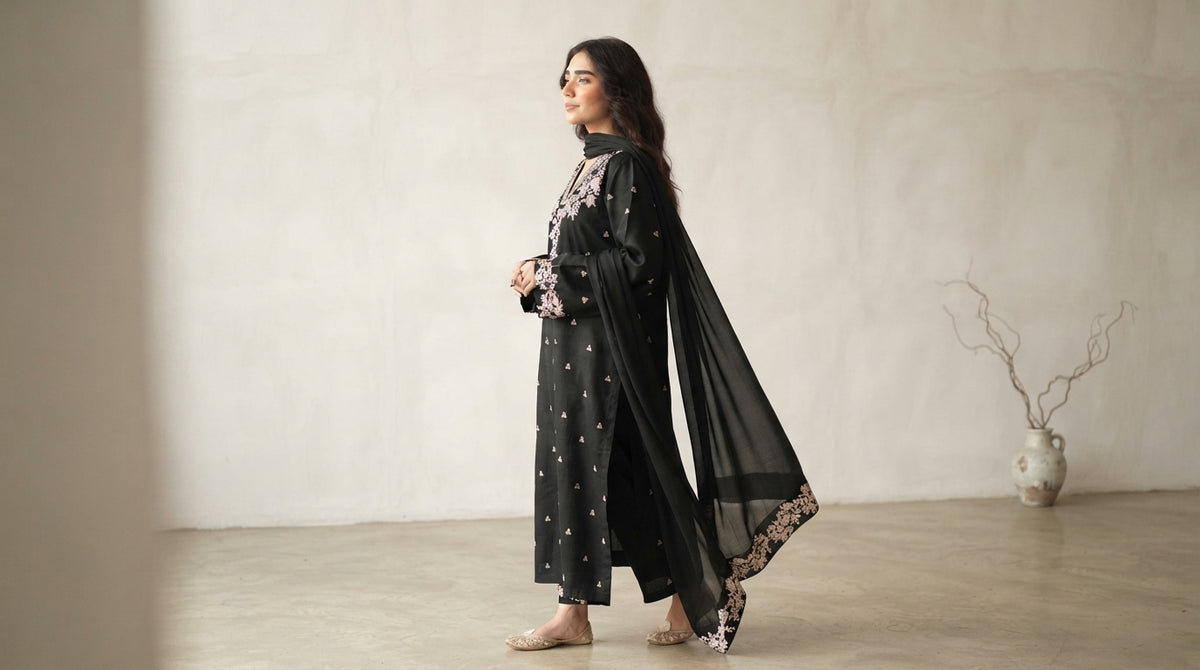 Royal Purple Embroidered Lawn 3-Piece Suit