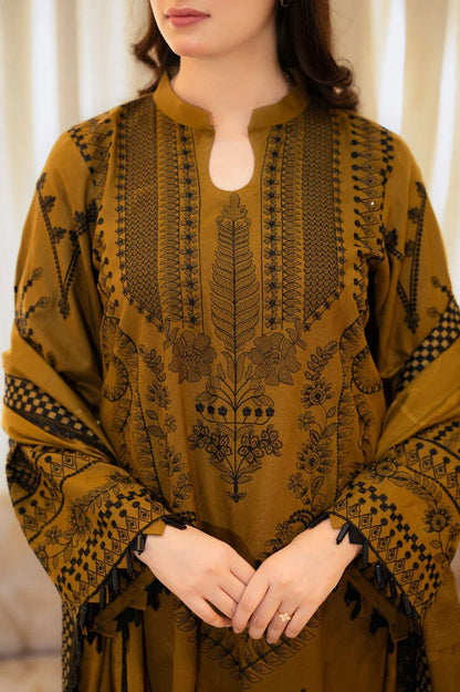 Olive Royale Embroidered Lawn 3-Piece Suit