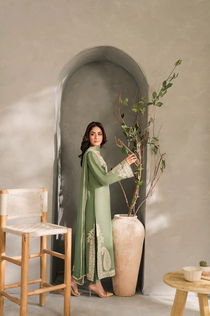 Sage Green Embroidered Lawn 3 Piece Unstitched Suit