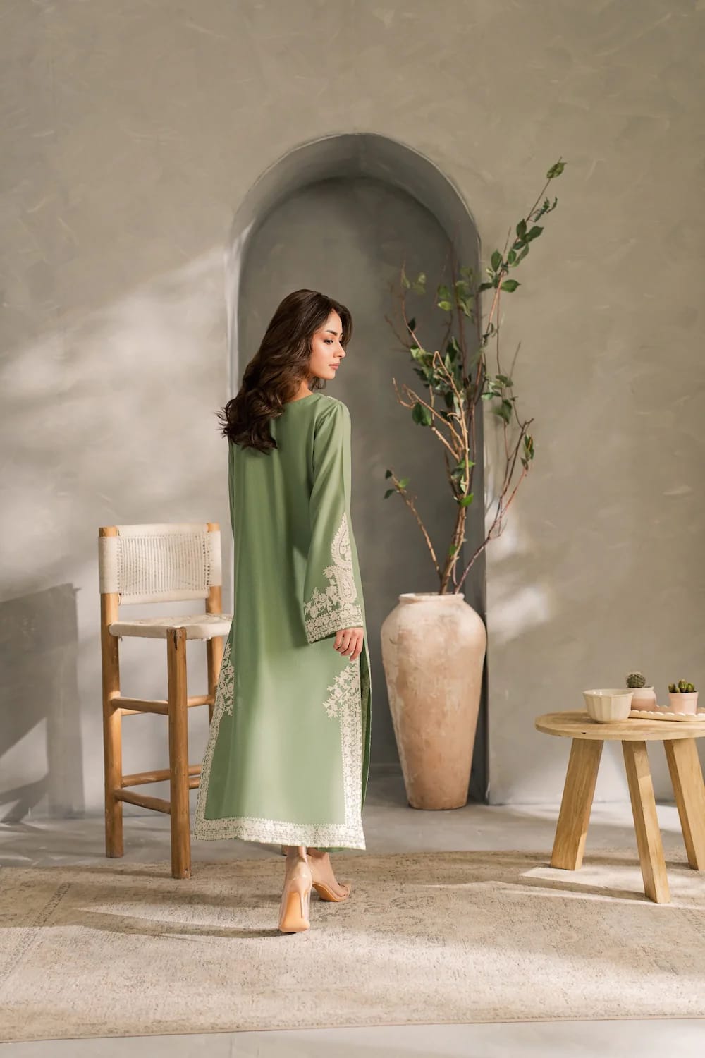 Sage Green Embroidered Lawn 3 Piece Unstitched Suit
