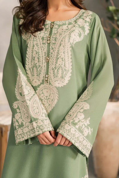 Sage Green Embroidered Lawn 3 Piece Unstitched Suit