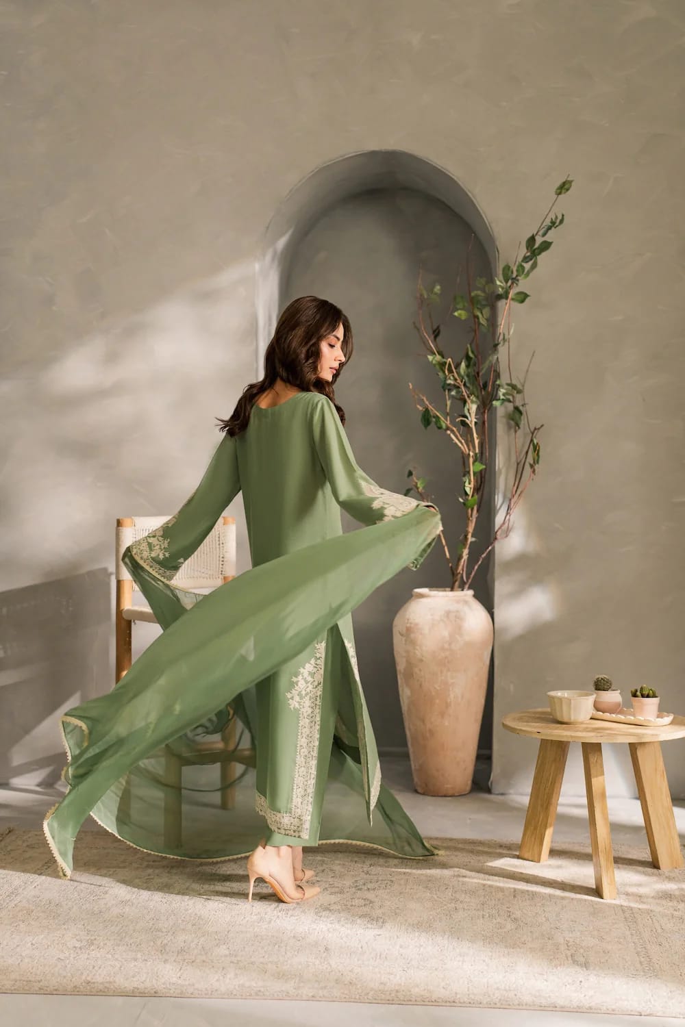 Sage Green Embroidered Lawn 3 Piece Unstitched Suit