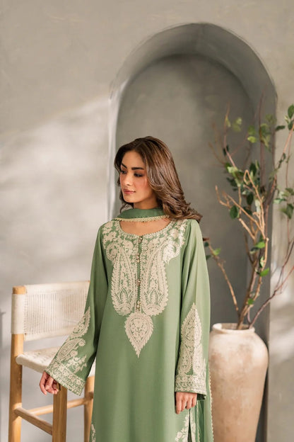 Sage Green Embroidered Lawn 3 Piece Unstitched Suit