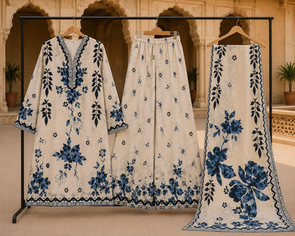 Ivory Bloom Printed Lawn 3-Piece Suit