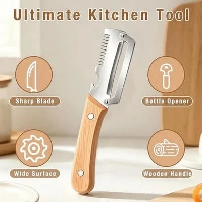 Premium Fruit & Vegetable Peeler with Wooden Handle