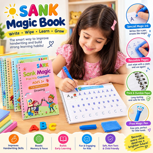 SANK Magic Practice Copybook – Reusable Writing & Learning Book for Kids (Ages 3+)
