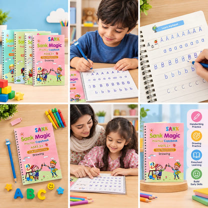 SANK Magic Practice Copybook – Reusable Writing & Learning Book for Kids (Ages 3+)