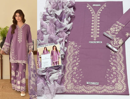 Lilac Elegance Embroidered Lawn 3-Piece Suit