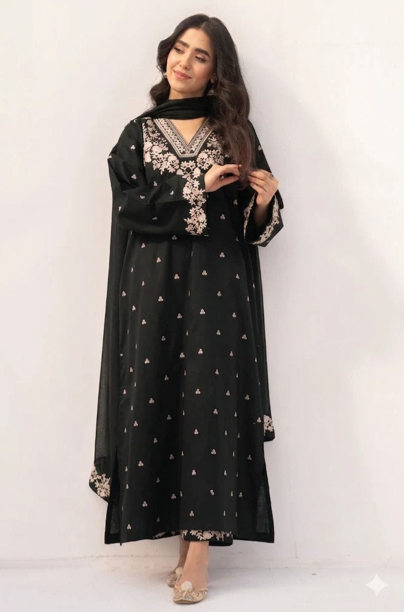 Royal Purple Embroidered Lawn 3-Piece Suit