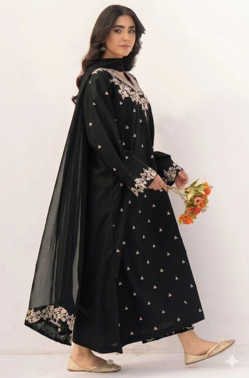 Royal Purple Embroidered Lawn 3-Piece Suit