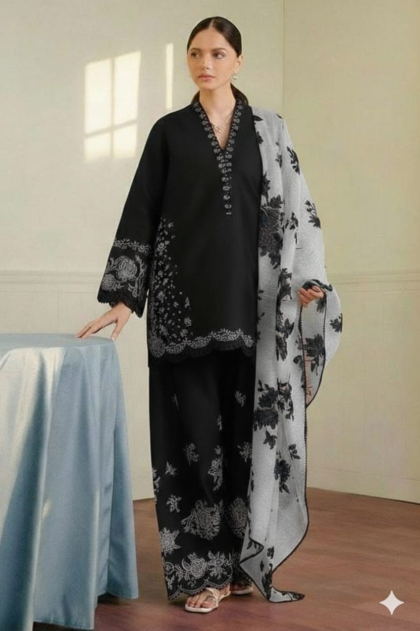 Lilac Elegance Embroidered Lawn 3-Piece Suit