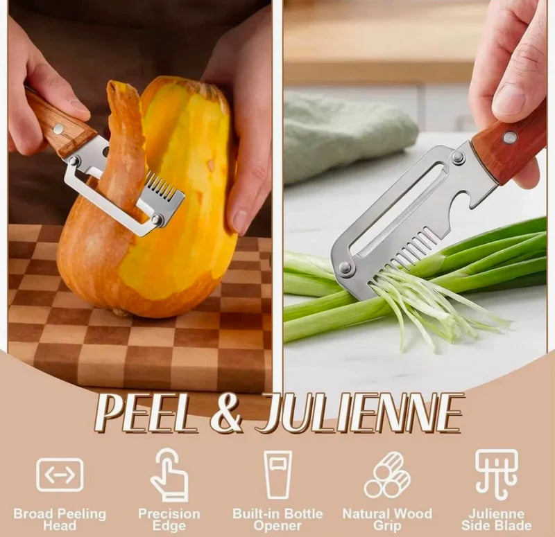 Premium Fruit & Vegetable Peeler with Wooden Handle