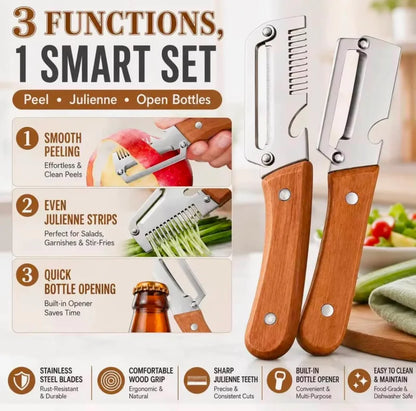Premium Fruit & Vegetable Peeler with Wooden Handle