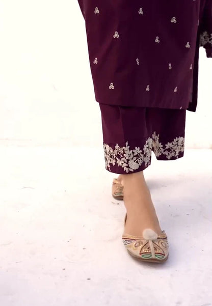 Royal Purple Embroidered Lawn 3-Piece Suit