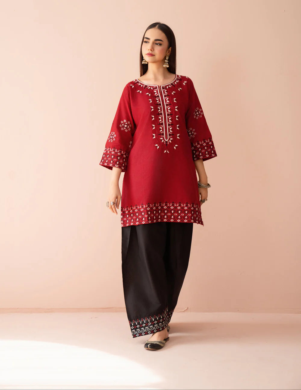 Ruby Red Embroidered 2 Piece Lawn Suit
