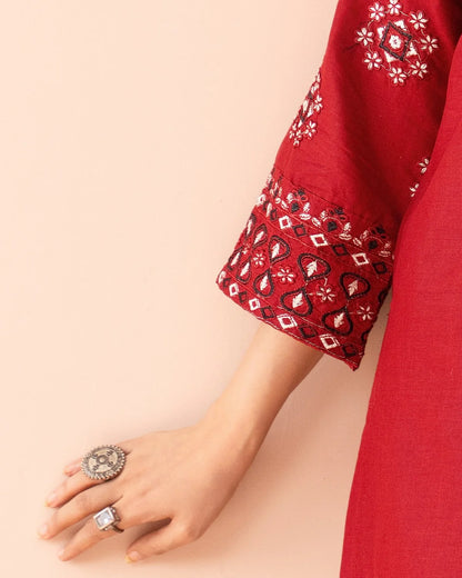 Ruby Red Embroidered 2 Piece Lawn Suit